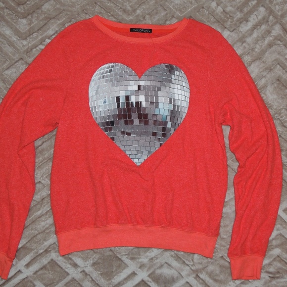 Wildfox Heart Disco Ball Sweatshirt NWOT - Picture 2 of 4